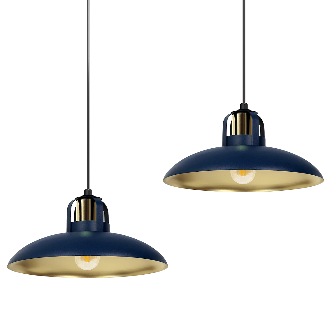 Pendelleuchte FELIX Navy Blau & Gold (2x E27) - Milagro