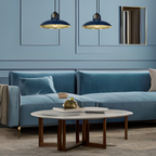 Pendelleuchte FELIX Navy Blau & Gold (2x E27) - Milagro