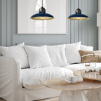Pendelleuchte FELIX Navy Blau & Gold (2x E27) - Milagro