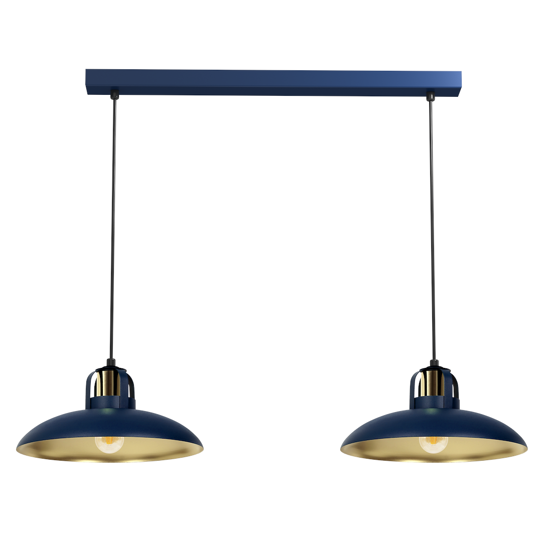Pendelleuchte FELIX Navy Blau & Gold (2x E27) - Milagro