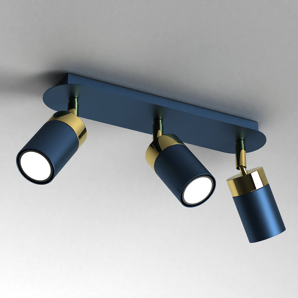 Deckenleuchte JOKER Navy Blau & Gold (3x GU10) - Milagro
