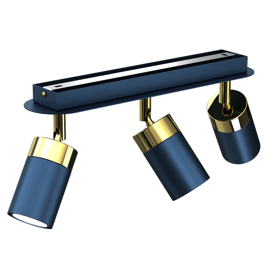 Deckenleuchte JOKER Navy Blau & Gold (3x GU10) - Milagro