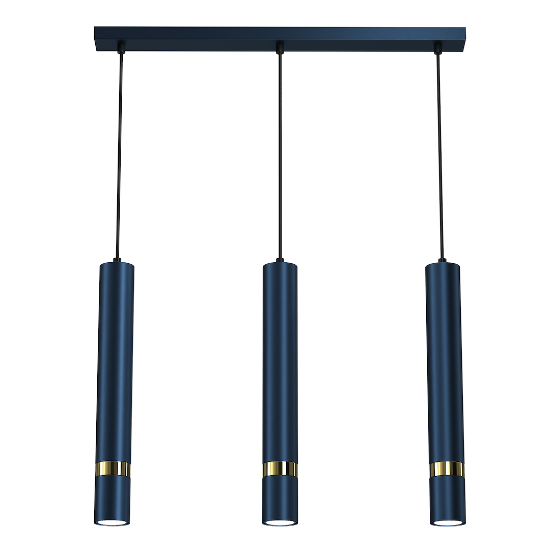 Pendelleuchte JOKER Navy Blau & Gold (3x GU10) - Milagro