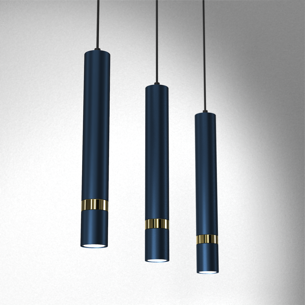 Pendelleuchte JOKER Navy Blau & Gold (3x GU10) - Milagro