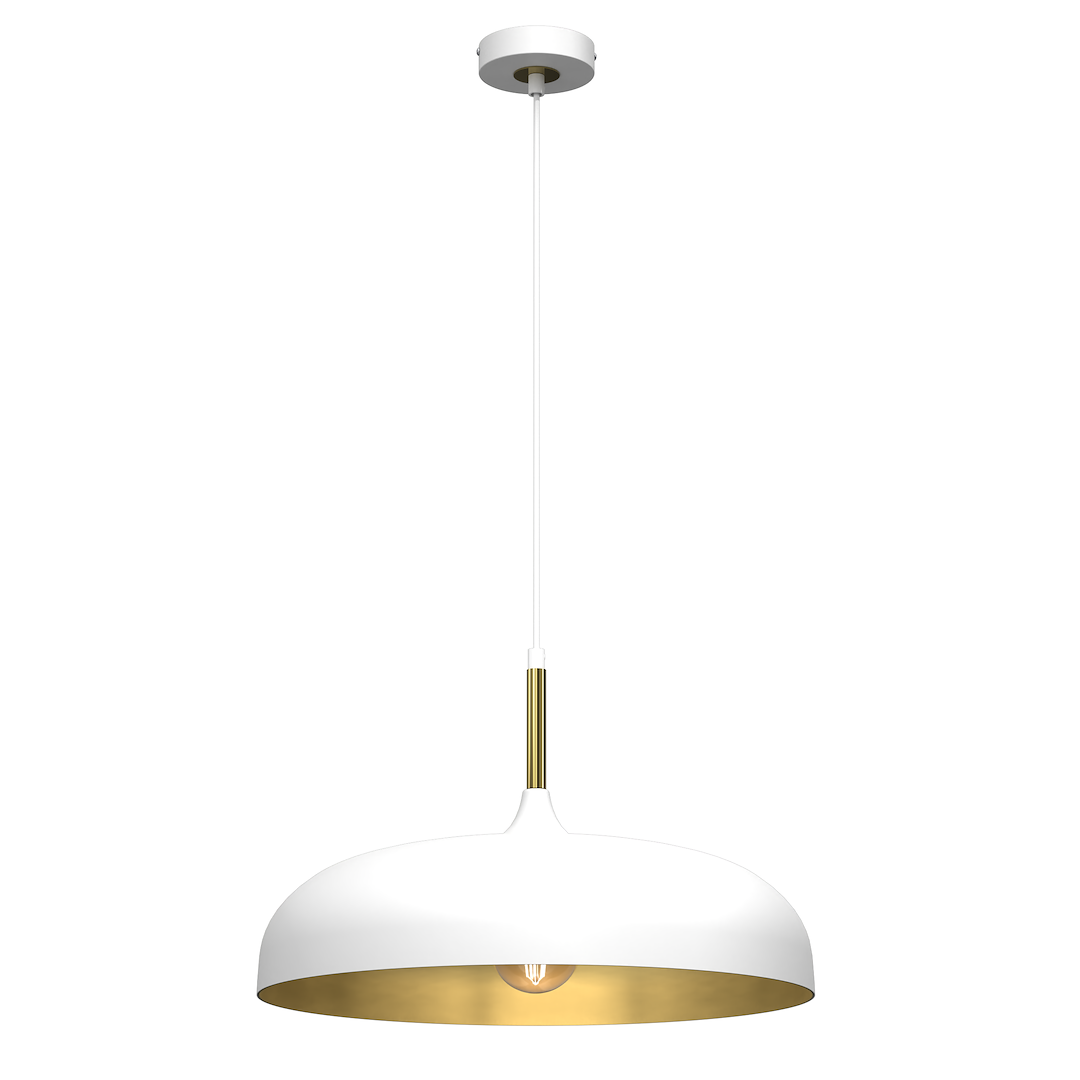 Pendelleuchte LINCOLN (1x E27) 45 cm Weiß & Gold - Milagro