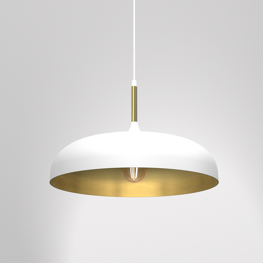 Pendelleuchte LINCOLN (1x E27) 45 cm Weiß & Gold - Milagro