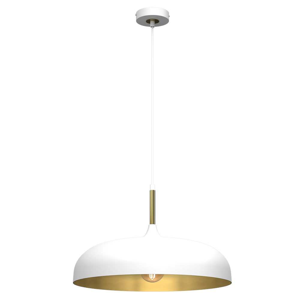 Pendelleuchte LINCOLN (1x E27) 45 cm Weiß & Gold - Milagro