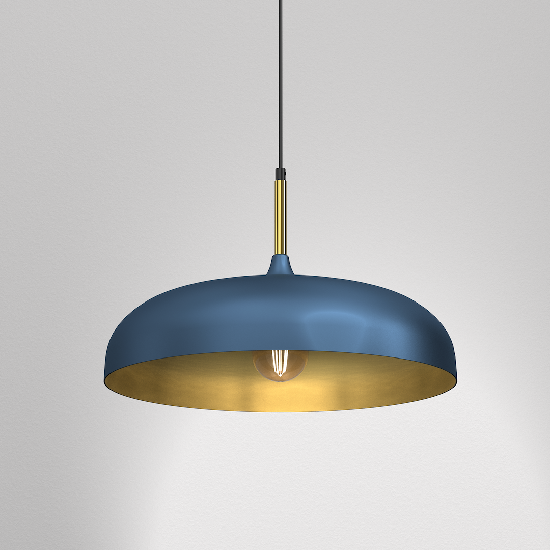 Pendelleuchte LINCOLN Blau & Gold (1x E27) 45 cm - Milagro