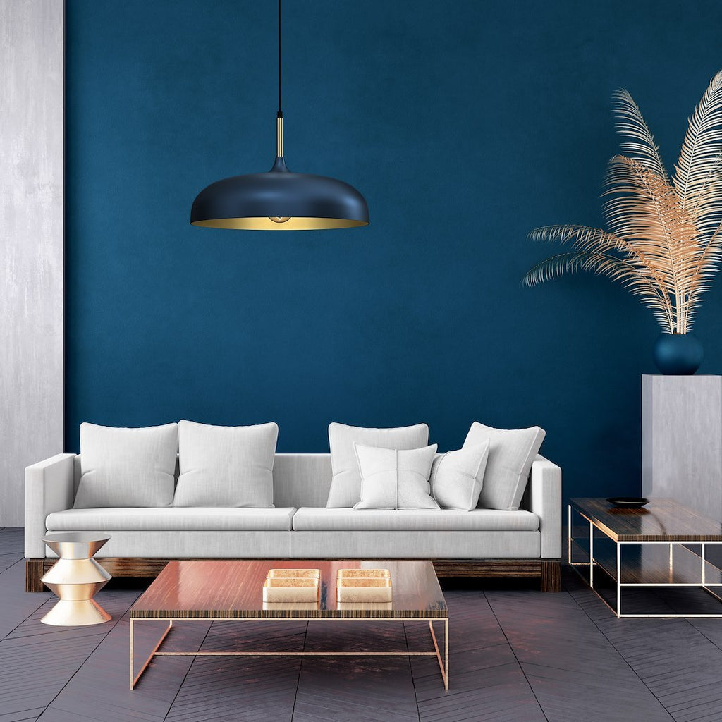 Pendelleuchte LINCOLN Blau & Gold (1x E27) 45 cm - Milagro