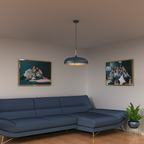 Pendelleuchte LINCOLN Blau & Gold (1x E27) 45 cm - Milagro