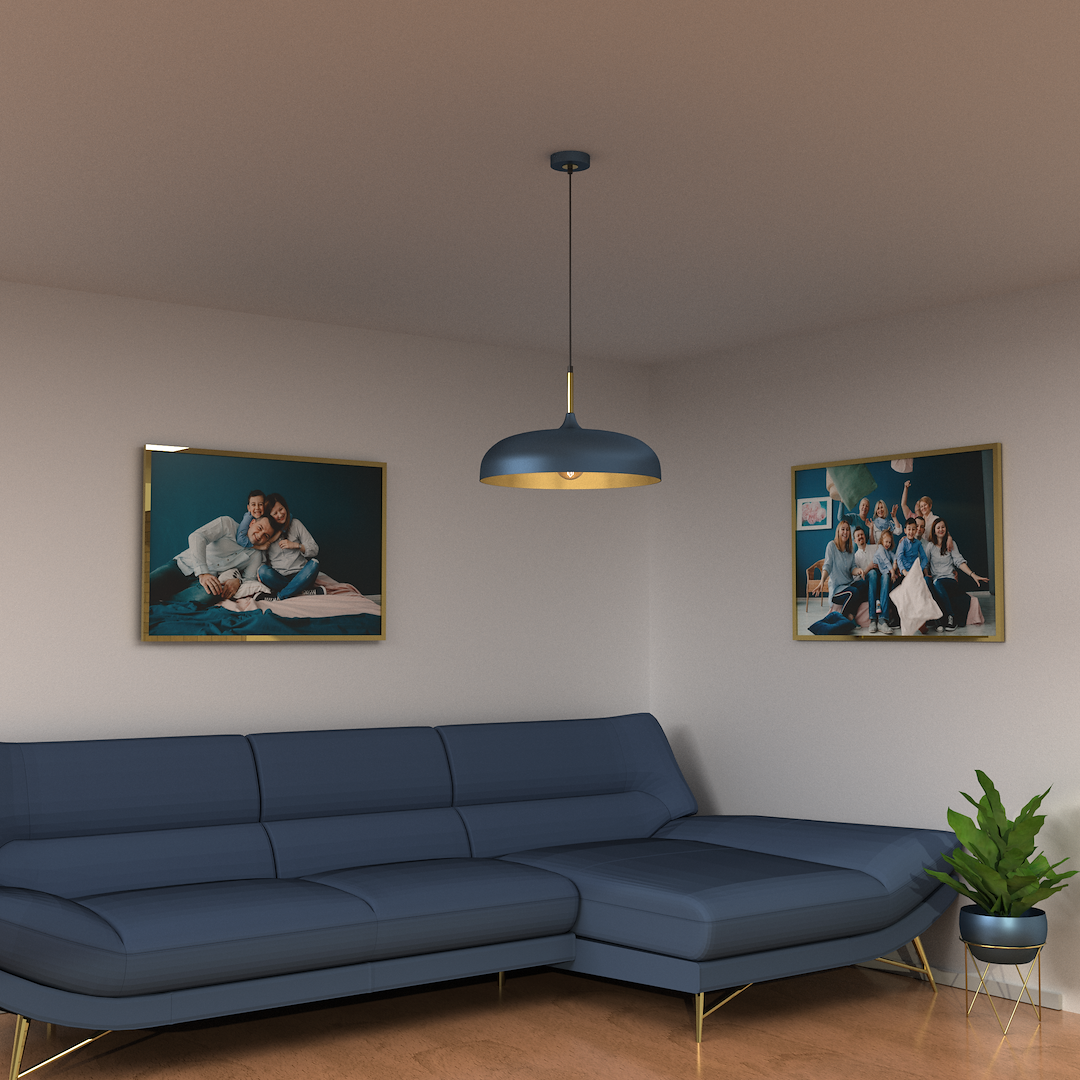 Pendelleuchte LINCOLN Blau & Gold (1x E27) 45 cm - Milagro