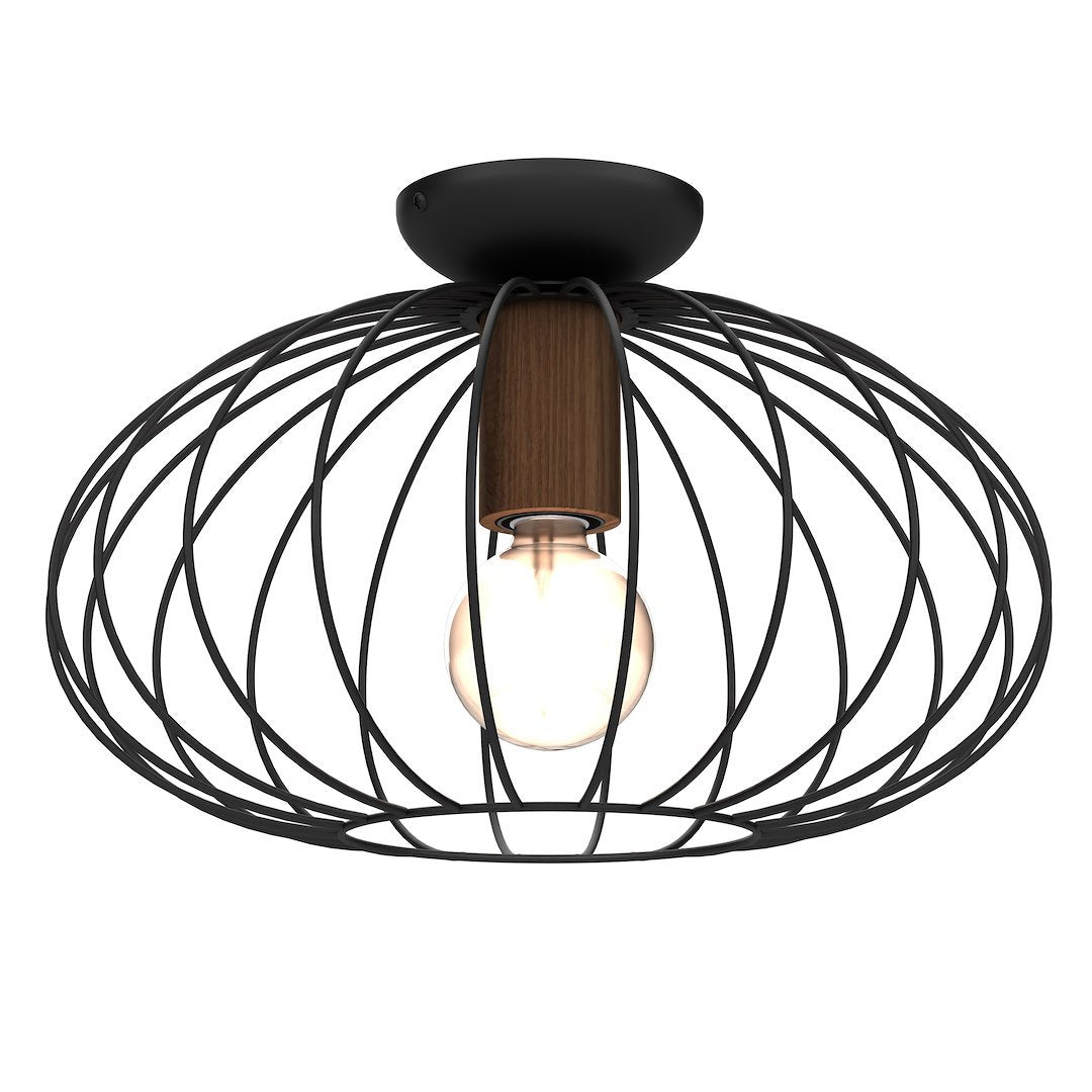 Deckenleuchte MERIDIANO Schwarz, Holz & Aluminium (1x E27) - Milagro