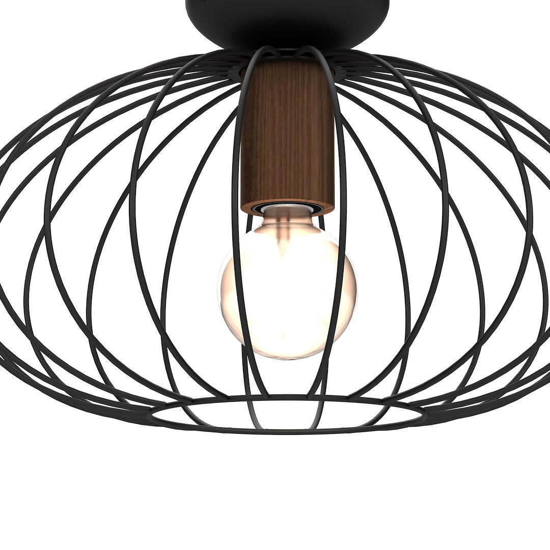 Deckenleuchte MERIDIANO Schwarz, Holz & Aluminium (1x E27) - Milagro