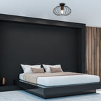 Deckenleuchte MERIDIANO Schwarz, Holz & Aluminium (1x E27) - Milagro
