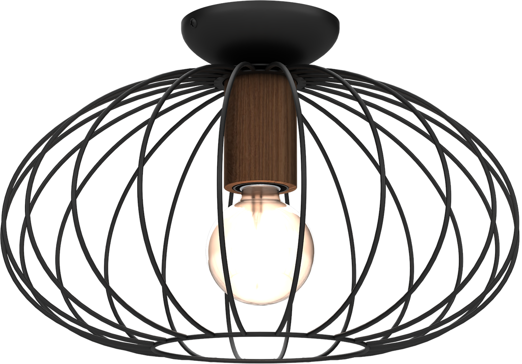 Deckenleuchte MERIDIANO Schwarz, Holz & Aluminium (1x E27) - Milagro