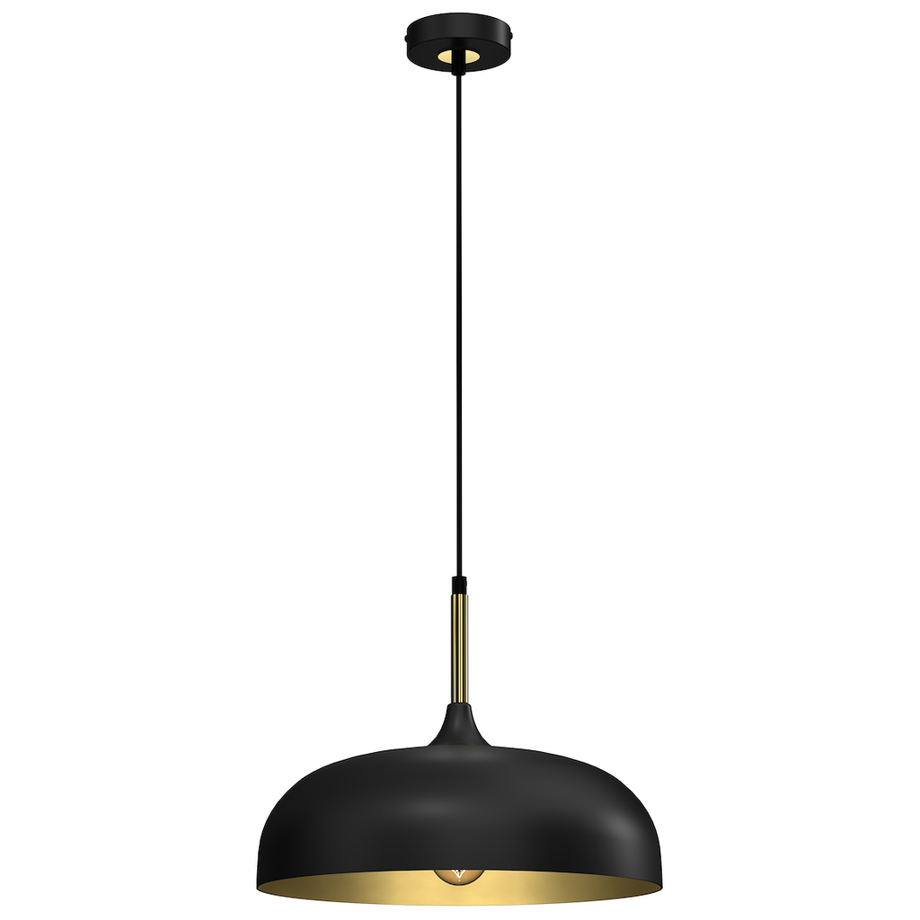 Pendelleuchte LINCOLN Schwarz & Gold (1x E27) 35 cm - Milagro
