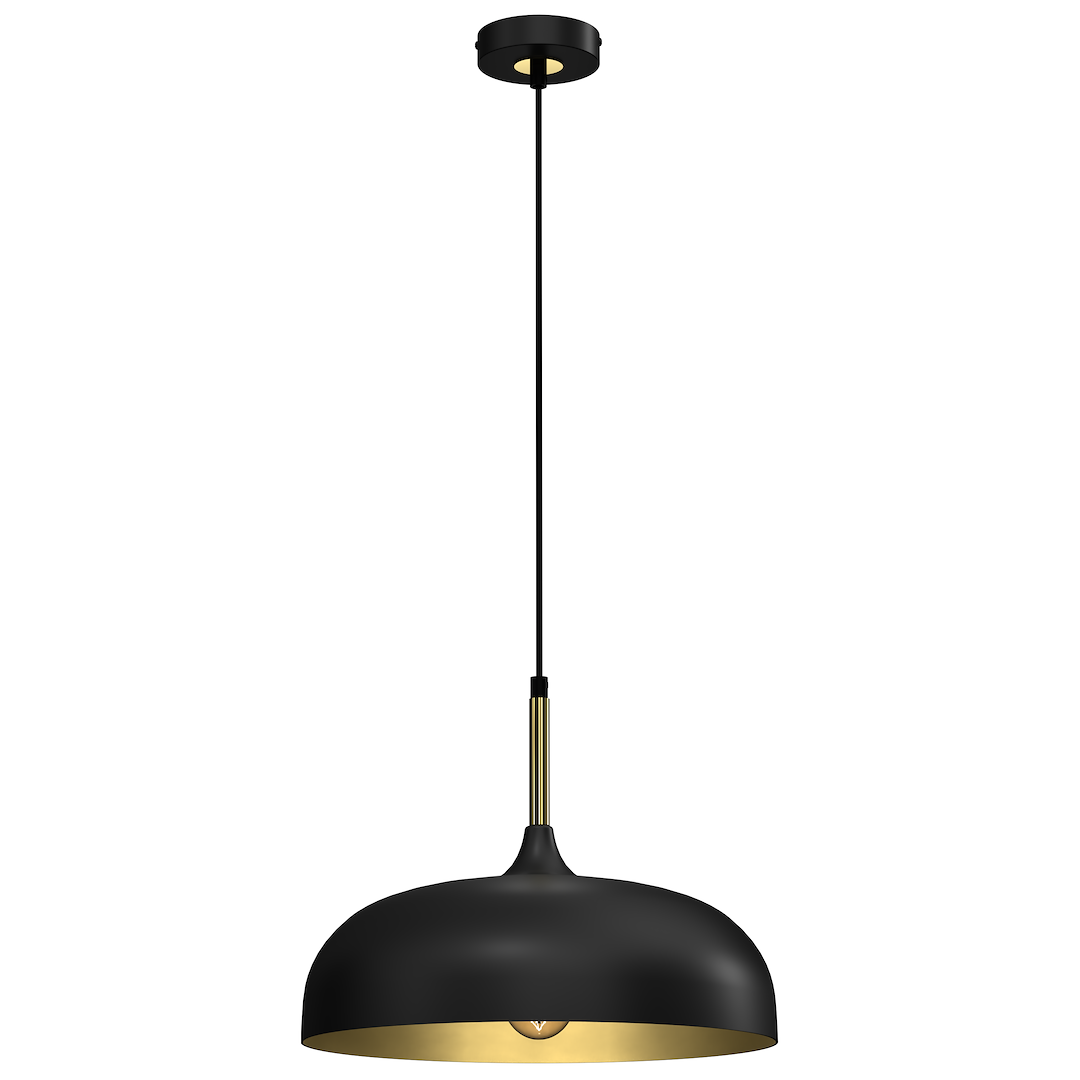 Pendelleuchte LINCOLN Schwarz & Gold (1x E27) 35 cm - Milagro