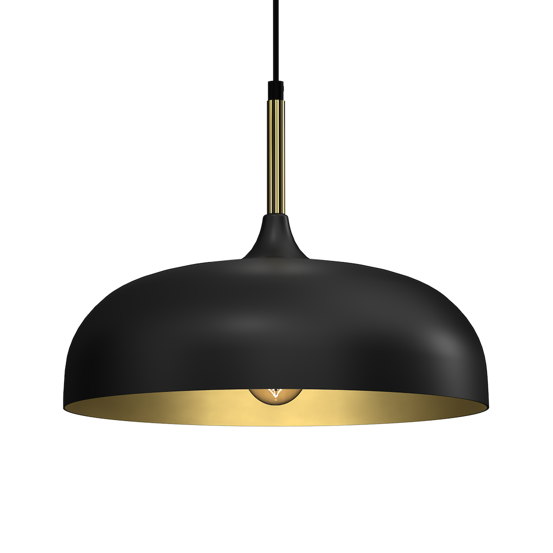 Pendelleuchte LINCOLN Schwarz & Gold (1x E27) 35 cm - Milagro
