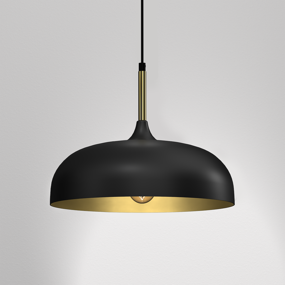 Pendelleuchte LINCOLN Schwarz & Gold (1x E27) 35 cm - Milagro