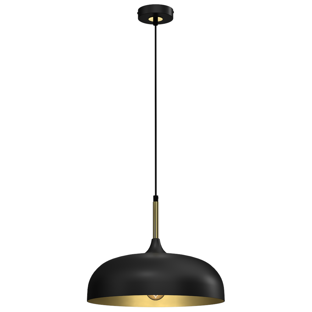 Pendelleuchte LINCOLN Schwarz & Gold (1x E27) 35 cm - Milagro