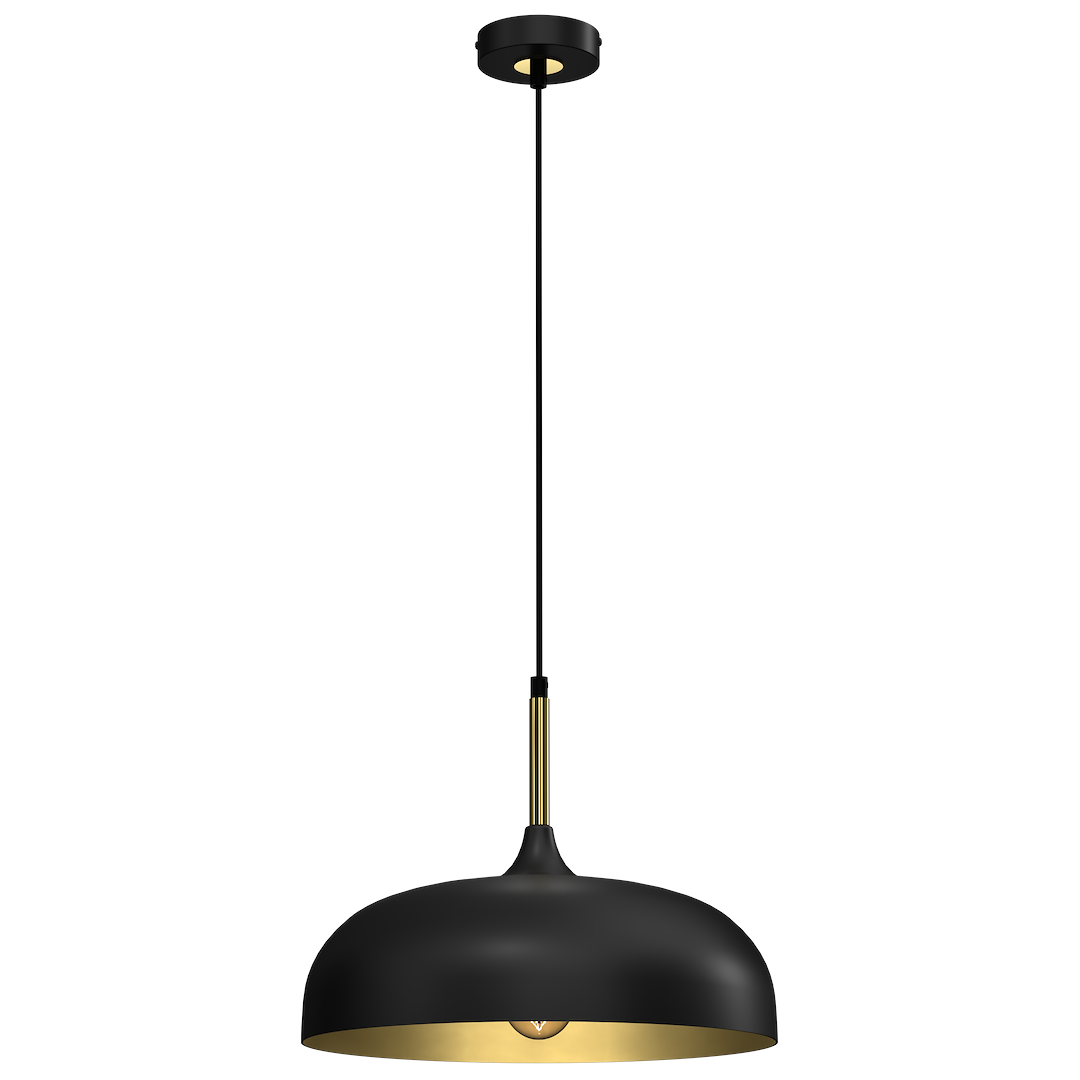 Pendelleuchte LINCOLN Schwarz & Gold (1x E27) 35 cm - Milagro