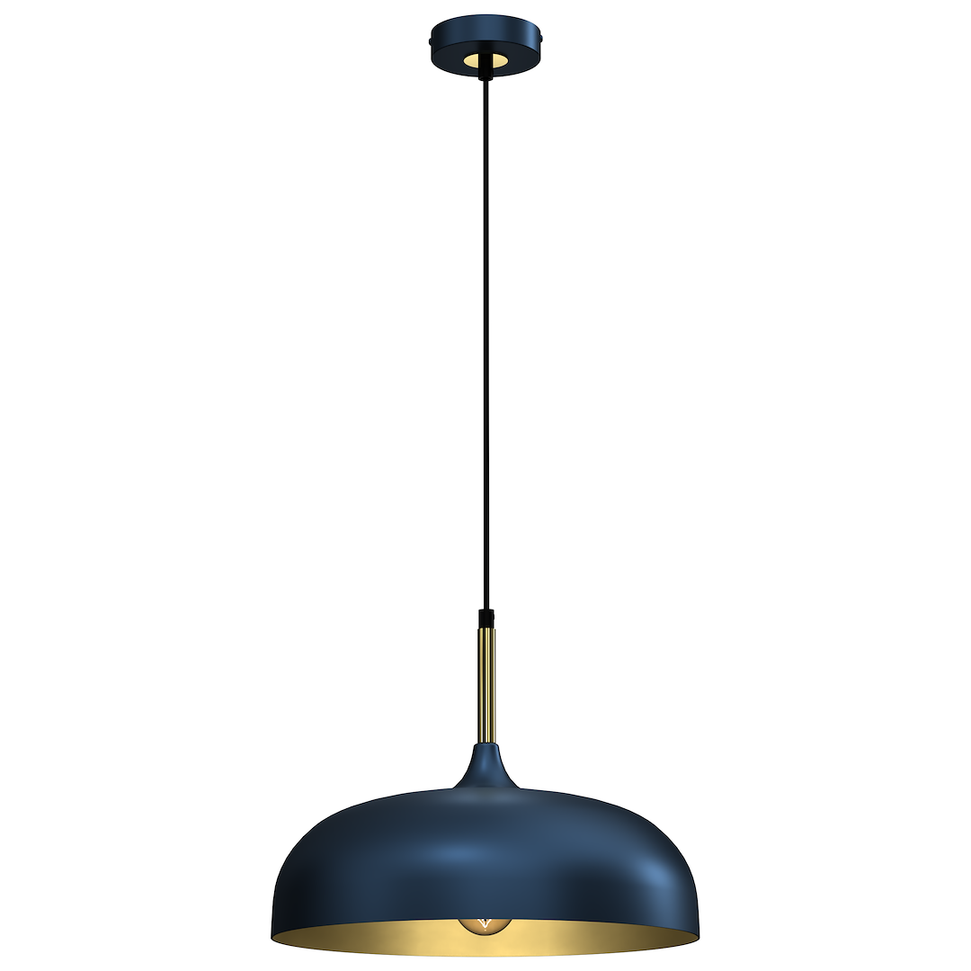 Pendelleuchte LINCOLN Blau & Gold (1x E27) 35 cm - Milagro