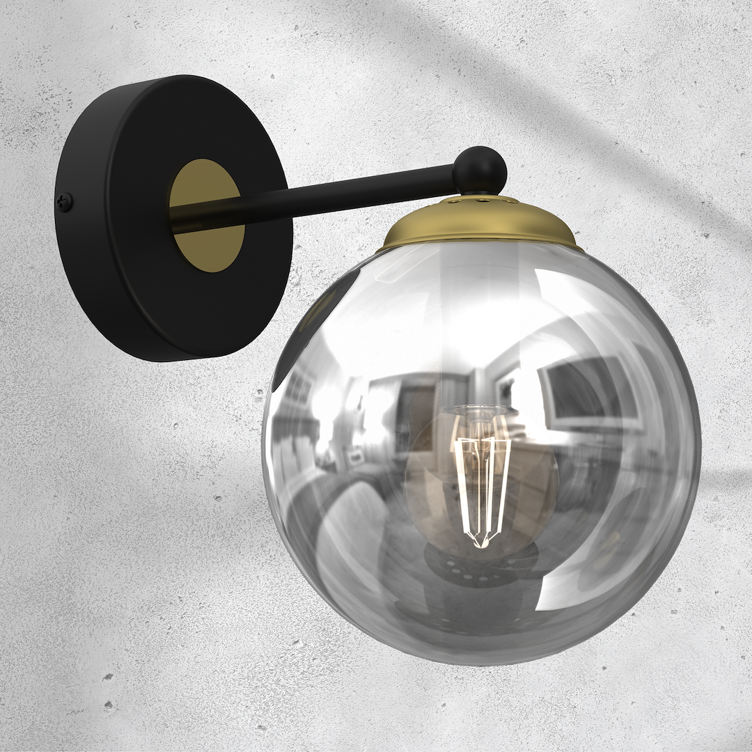 Wandleuchte REFLEX Schwarz & Gold, Glas (1x E14) - Milagro