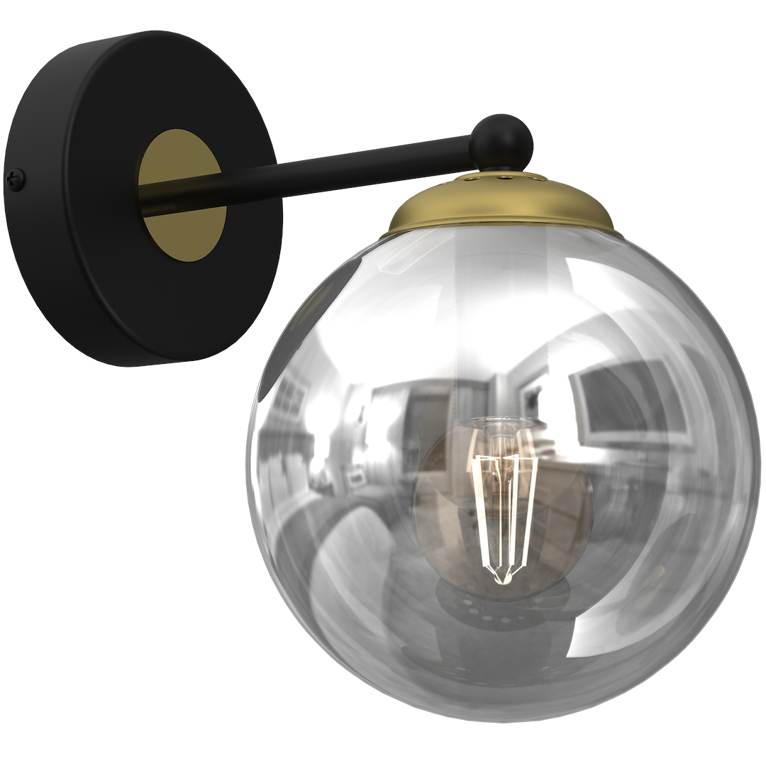 Wandleuchte REFLEX Schwarz & Gold, Glas (1x E14) - Milagro
