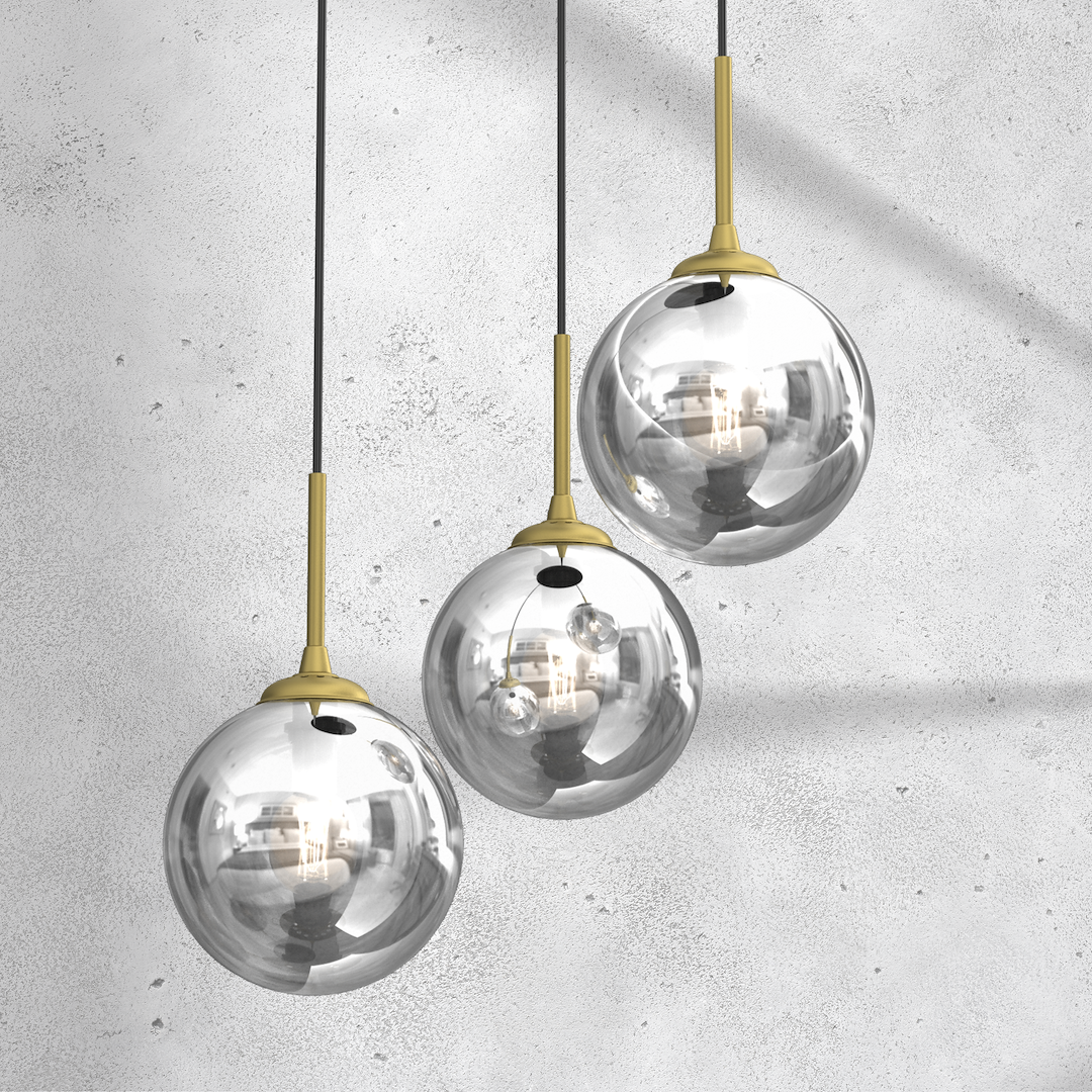 Pendelleuchte REFLEX Glas, Gold (3x E14) - Milagro