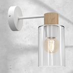 Wandleuchte MADERA Weiß, Holz & Glas (1x E27) - Milagro