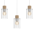 Pendelleuchte MADERA Weiß, Holz & Glas (3x E27) – Milagro