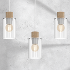 Pendelleuchte MADERA Weiß, Holz & Glas (3x E27) – Milagro