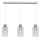 Pendelleuchte MADERA Weiß, Holz & Glas (3x E27) – Milagro