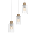 Pendelleuchte MADERA Weiß, Holz & Glas (3x E27) – Milagro
