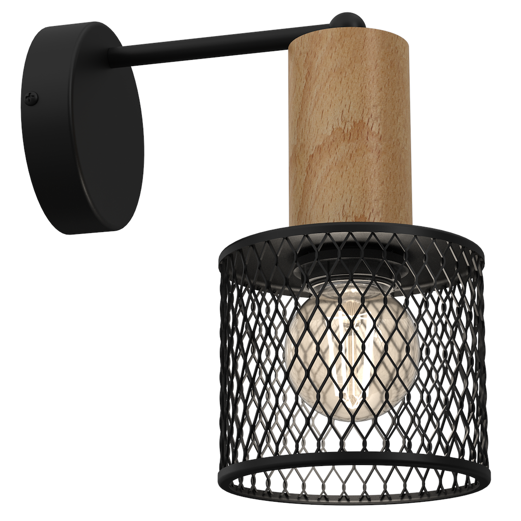 Wandleuchte SOBRESA Schwarz & Holz (1x E27) - Milagro