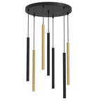 Pendelleuchte MONZA BRASS Gold & Schwarz (7x G9) - Milagro