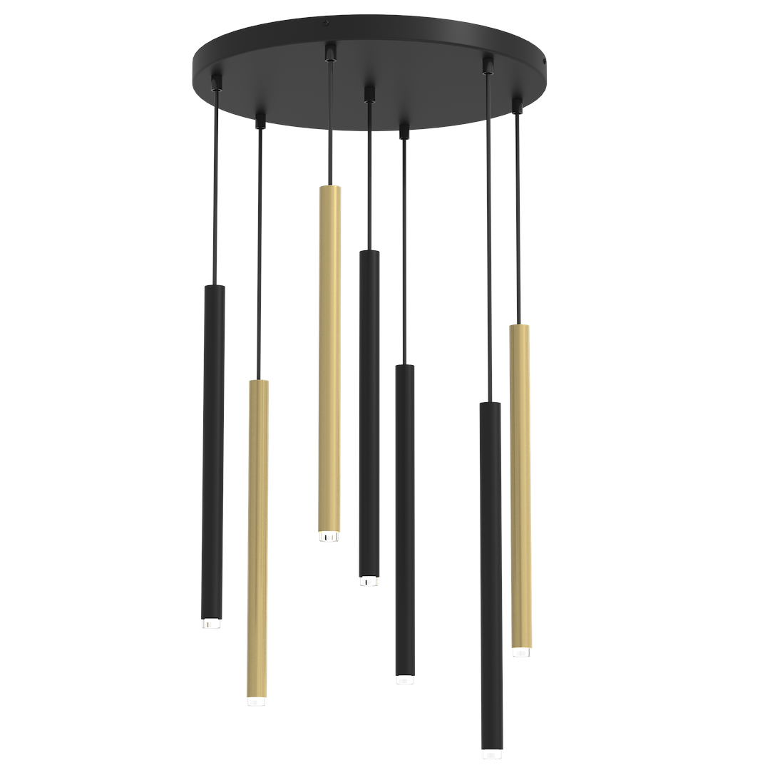 Pendelleuchte MONZA BRASS Gold & Schwarz (7x G9) - Milagro