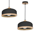 Pendelleuchte STUDIO Schwarz & Holz (1x E27) - Milagro