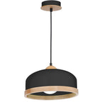 Pendelleuchte STUDIO Schwarz & Holz (1x E27) - Milagro