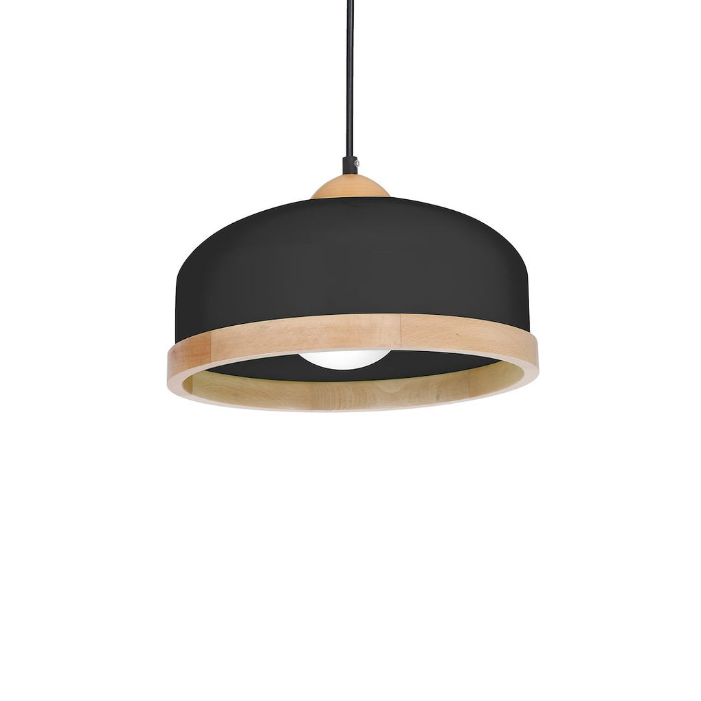Pendelleuchte STUDIO Schwarz & Holz (1x E27) - Milagro