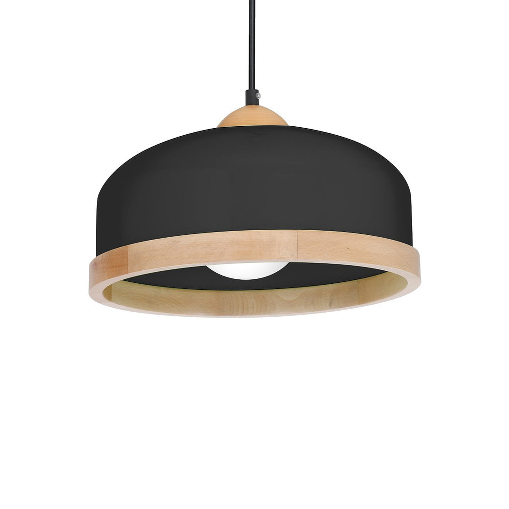 Pendelleuchte STUDIO Schwarz & Holz (1x E27) - Milagro