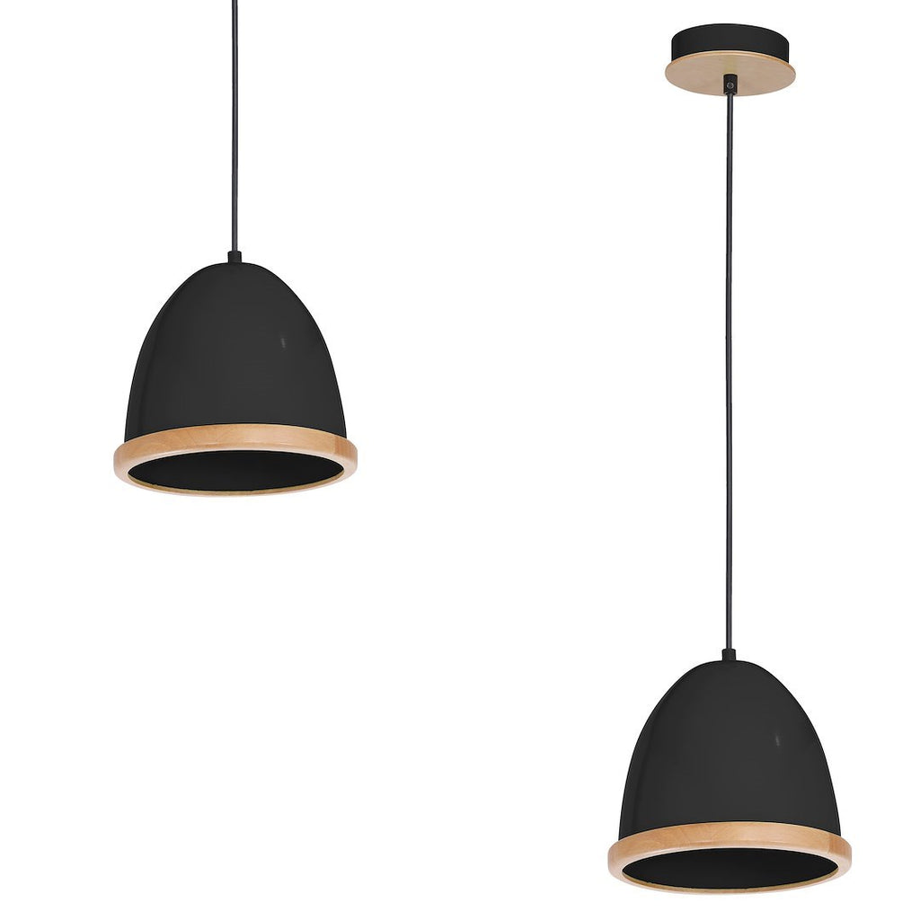 Pendelleuchte STUDIO Schwarz & Holz (1x E27) - Milagro