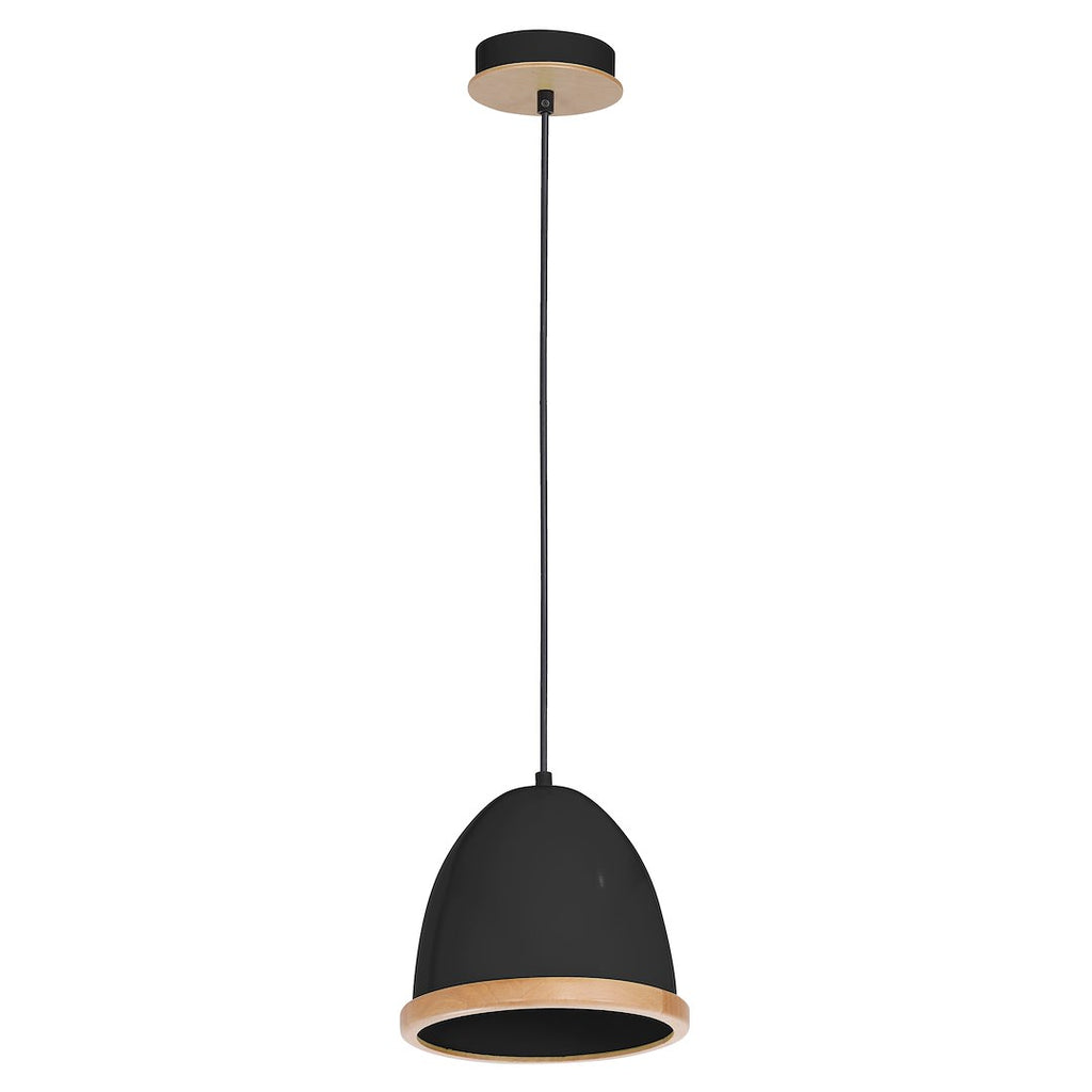 Pendelleuchte STUDIO Schwarz & Holz (1x E27) - Milagro