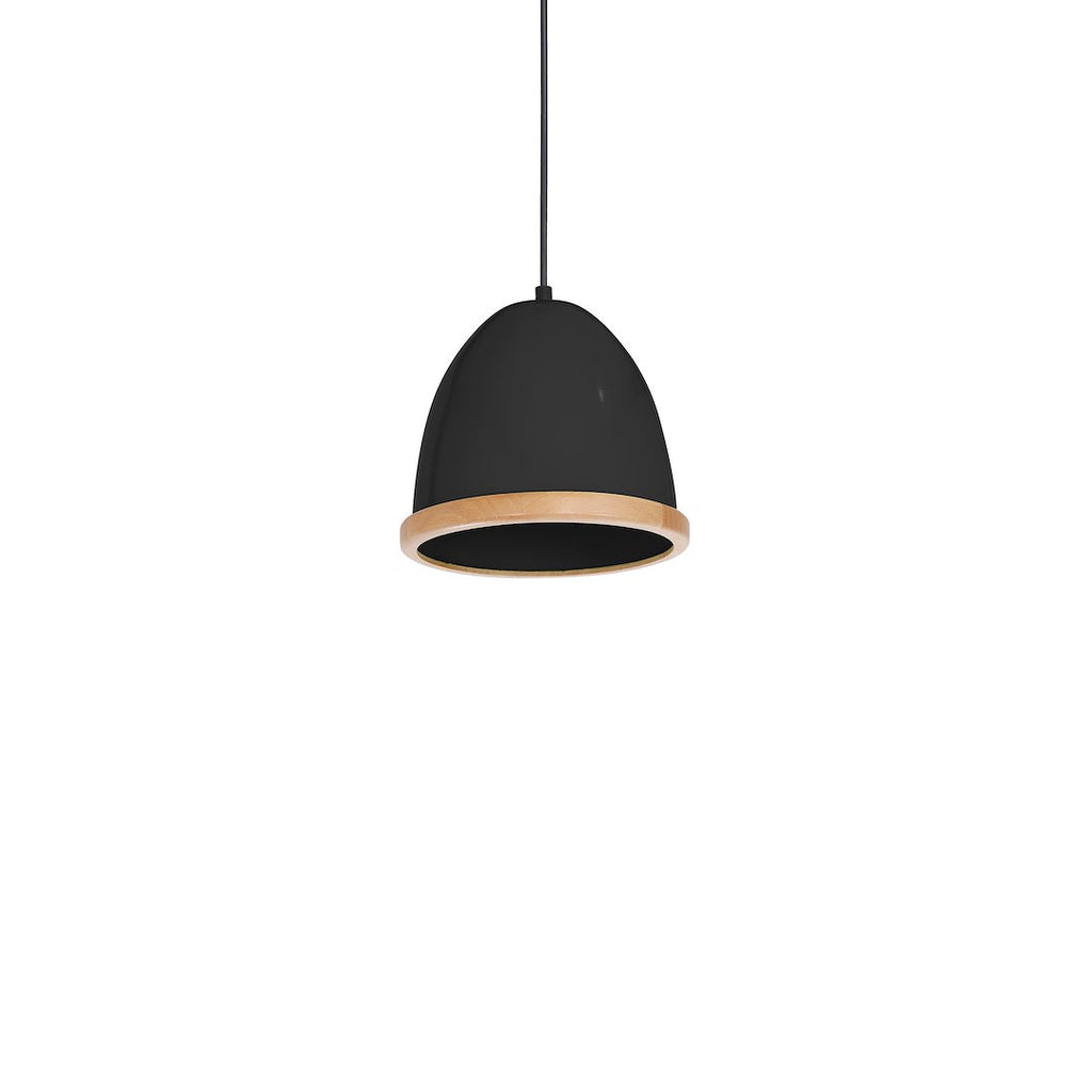 Pendelleuchte STUDIO Schwarz & Holz (1x E27) - Milagro