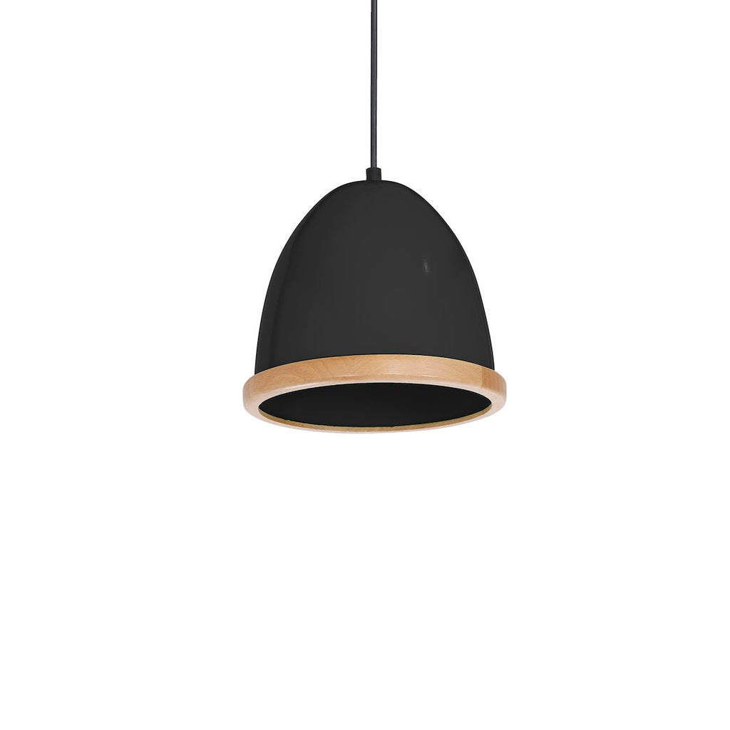 Pendelleuchte STUDIO Schwarz & Holz (1x E27) - Milagro