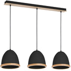 Pendelleuchte STUDIO Schwarz & Holz (3x E27) - Milagro