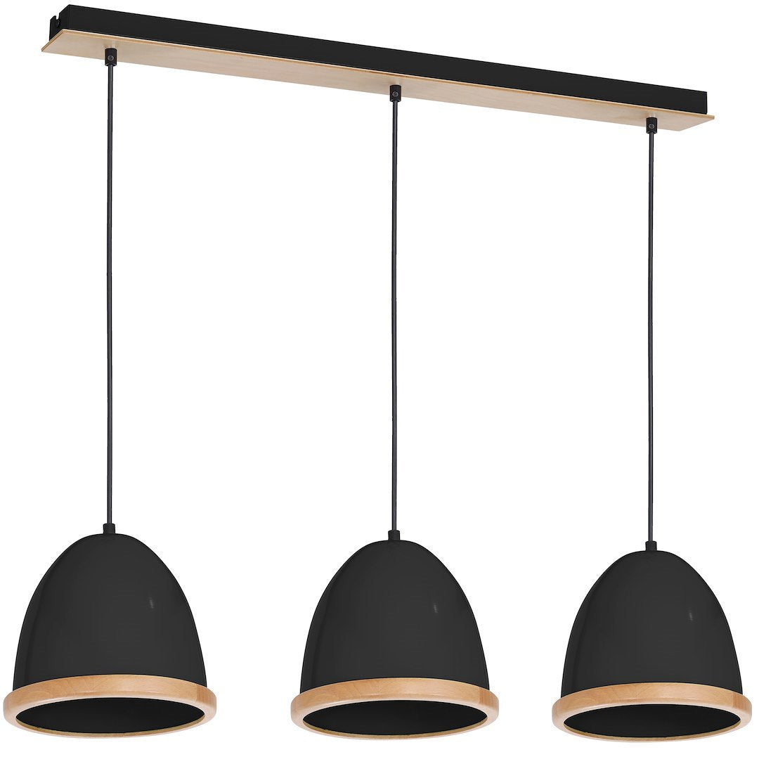 Pendelleuchte STUDIO Schwarz & Holz (3x E27) - Milagro