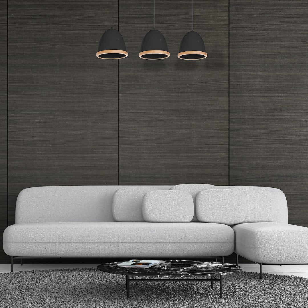 Pendelleuchte STUDIO Schwarz & Holz (3x E27) - Milagro
