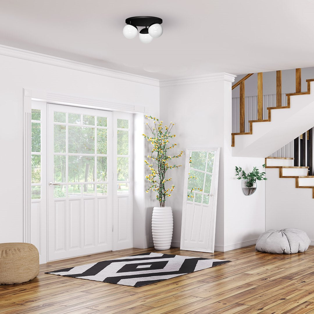 Deckenleuchte SFERA Schwarz (3x E14) Glas Satiniert - Milagro