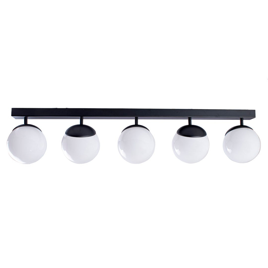 Deckenleuchte & Spot Balken SFERA Schwarz (5x E14) Glas Satiniert - Milagro